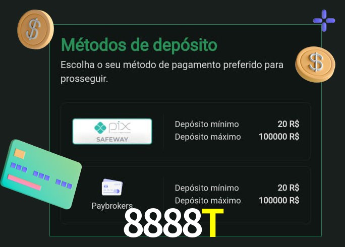 O cassino 8888T oferece uma grande variedade de métodos de pagamento